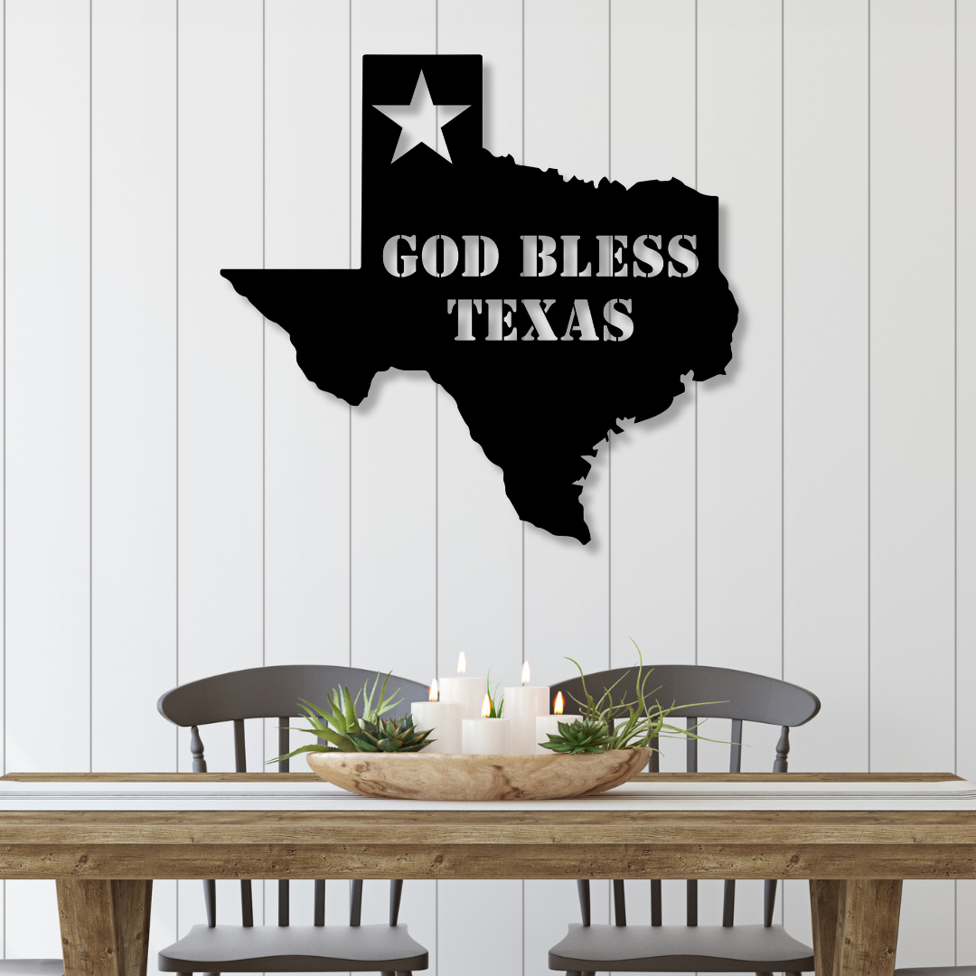 God Bless Texas Metal Sign - Kith and Kin Forever
