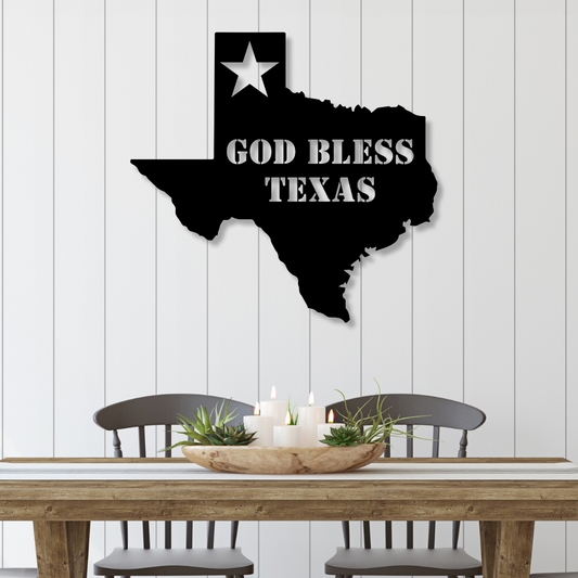 God Bless Texas Metal Sign - Kith and Kin Forever
