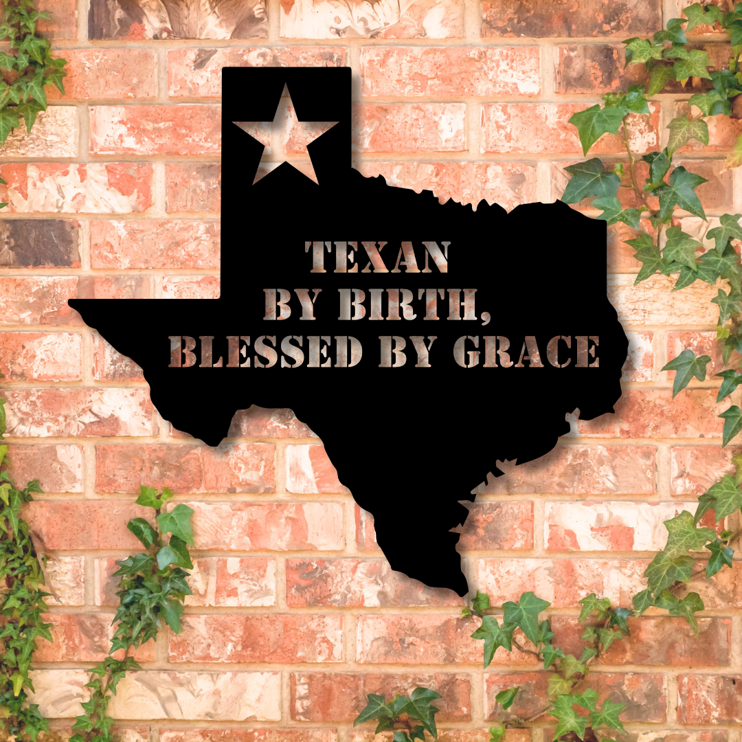 Texan Blessed By Grace Metal Art - Kith and Kin Forever