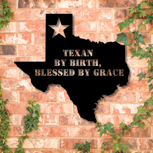 Texan Blessed By Grace Metal Art - Kith and Kin Forever