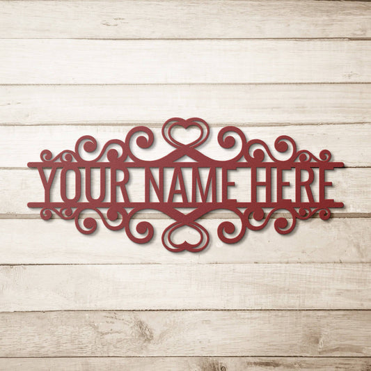 Fancy Family Name/Address Custom Metal Wall Art - Kith and Kin Forever