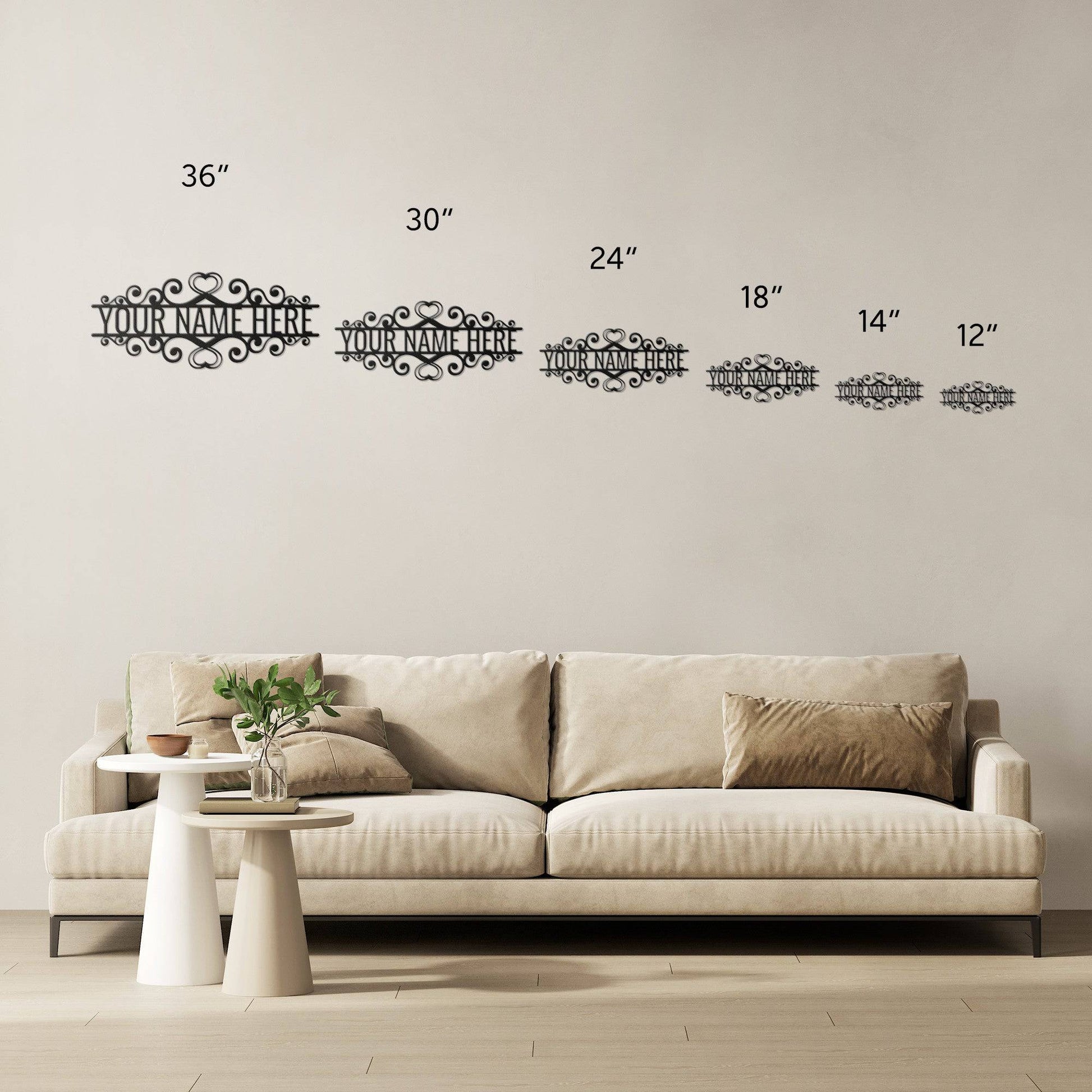 Fancy Family Name/Address Custom Metal Wall Art - Kith and Kin Forever