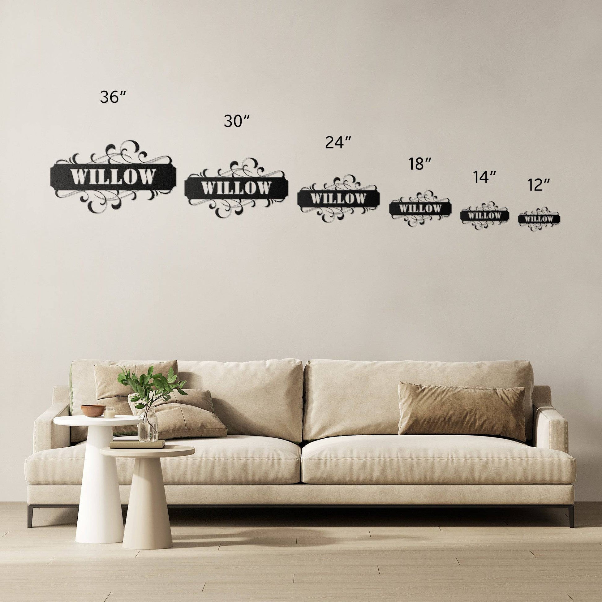 Elegant Custom Double Scroll Name Plaque - Kith and Kin Forever