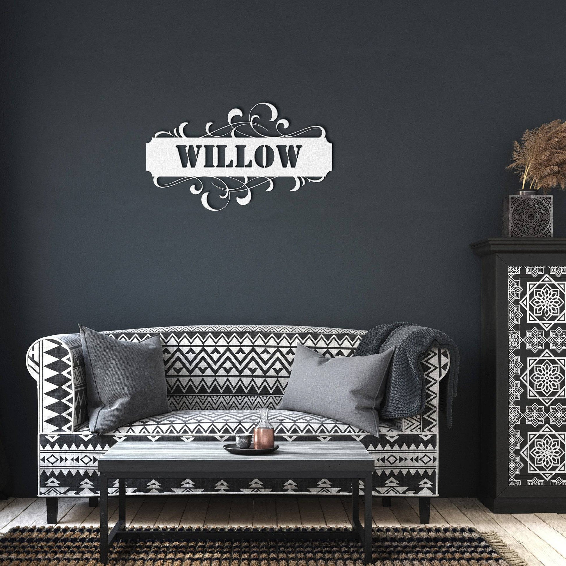 Elegant Custom Double Scroll Name Plaque - Kith and Kin Forever