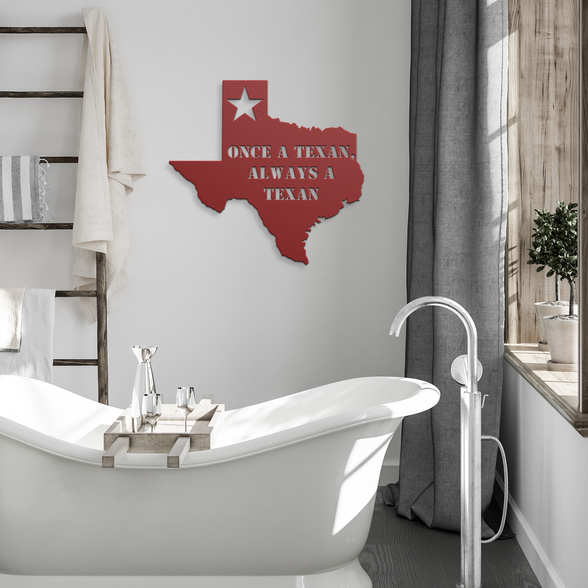 Once_a_Texan_Always_A_Texan_Metal_Art_Red_Modern_Bathroom_Mockup.png