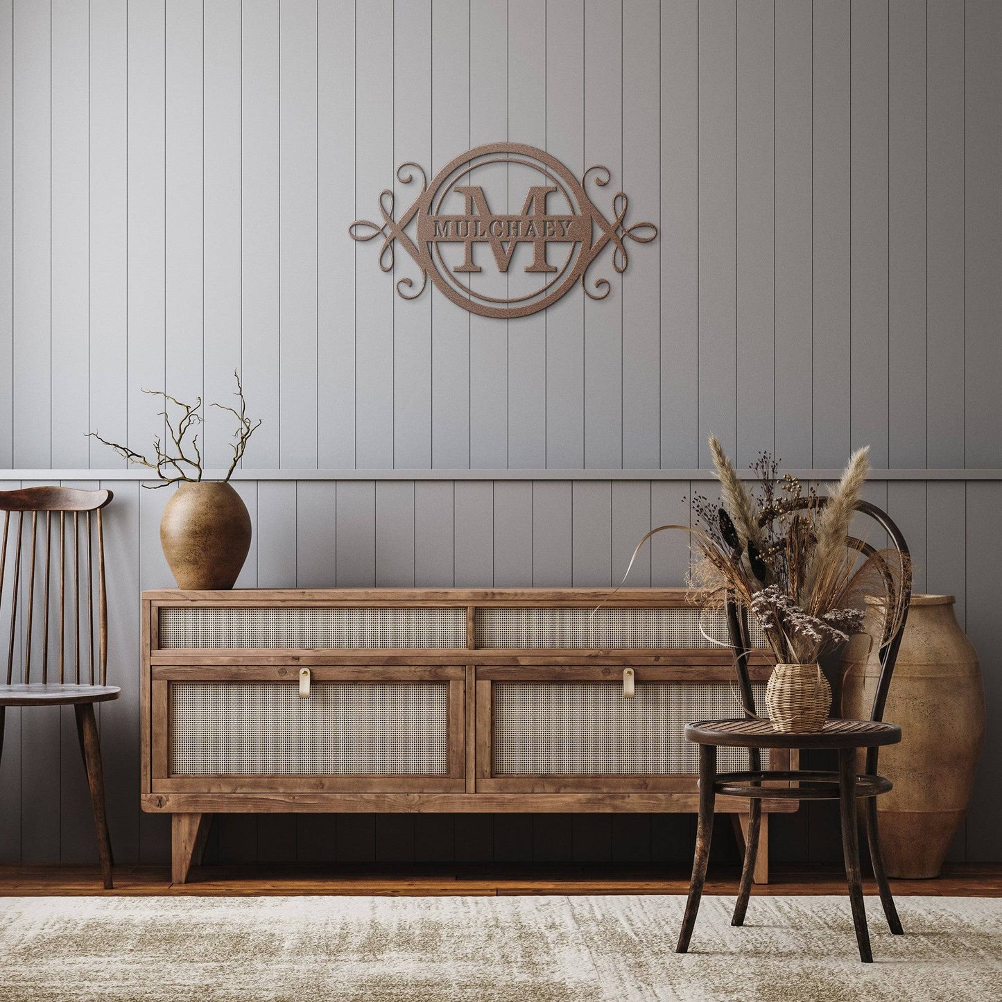 Ornate Family Name Steel Sign - Kith and Kin Forever
