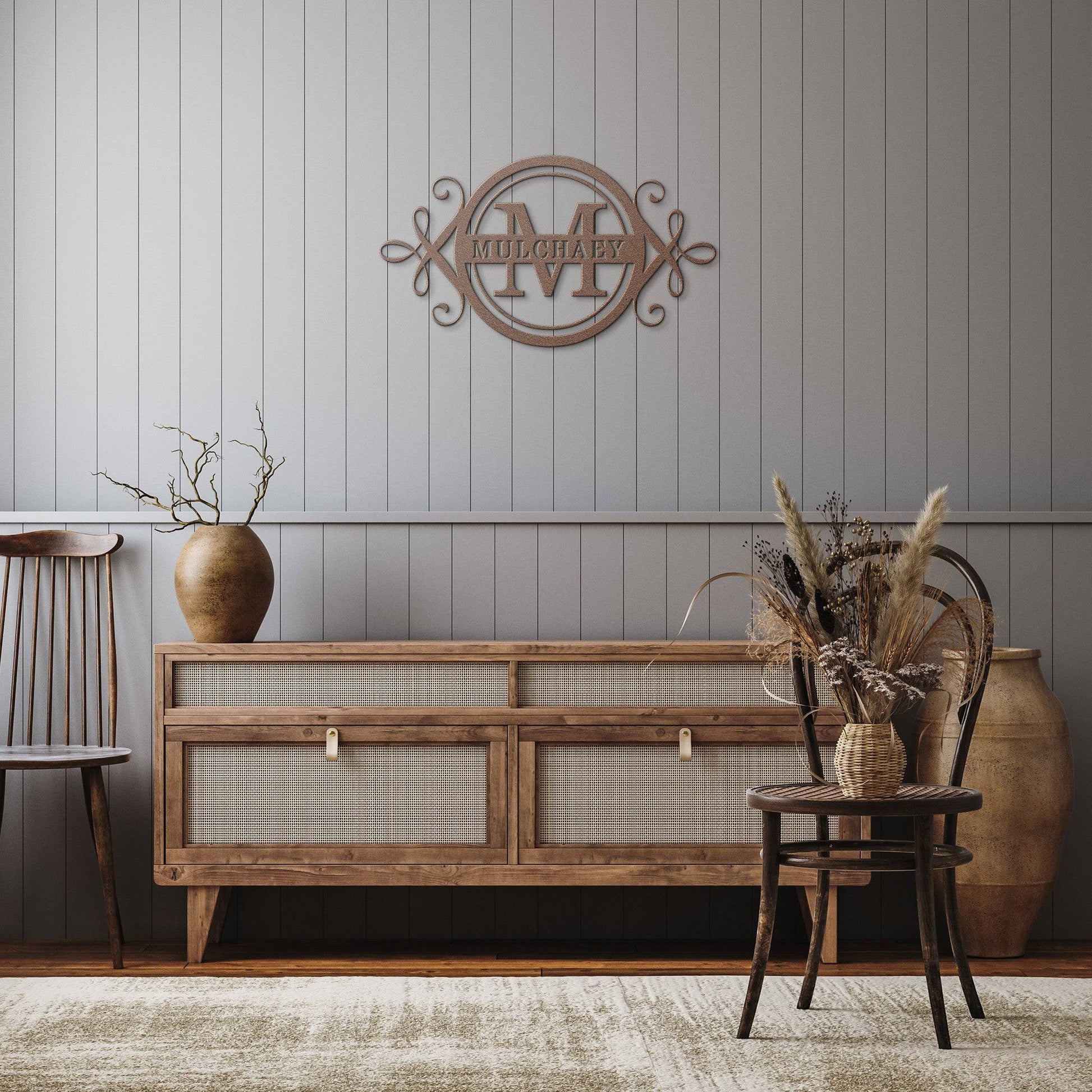 Ornate Family Name Steel Sign - Kith and Kin Forever