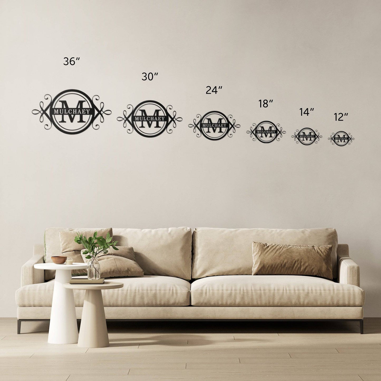 Ornate Family Name Steel Sign - Kith and Kin Forever