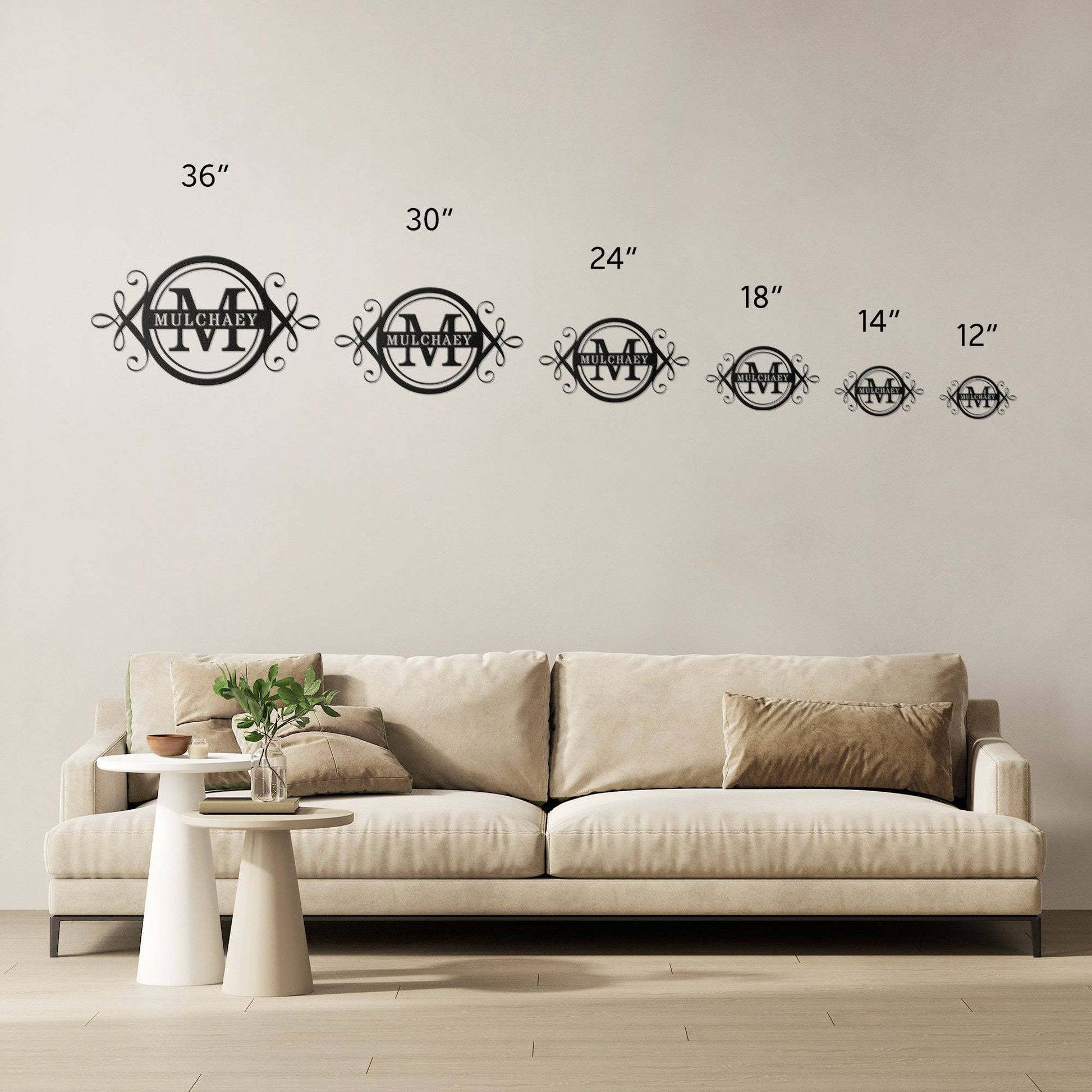 Ornate Family Name Steel Sign - Kith and Kin Forever