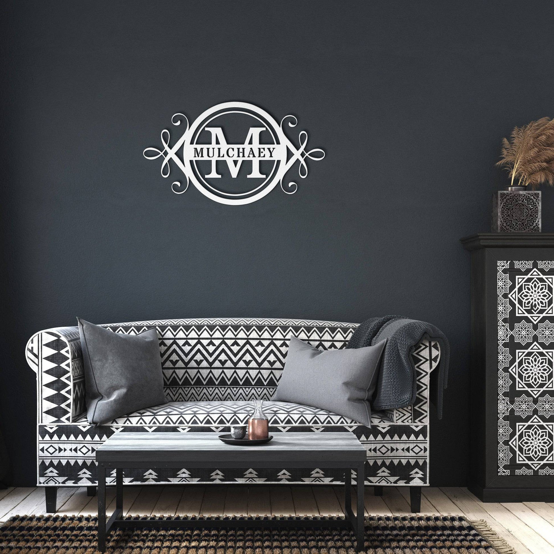 Ornate Family Name Steel Sign - Kith and Kin Forever