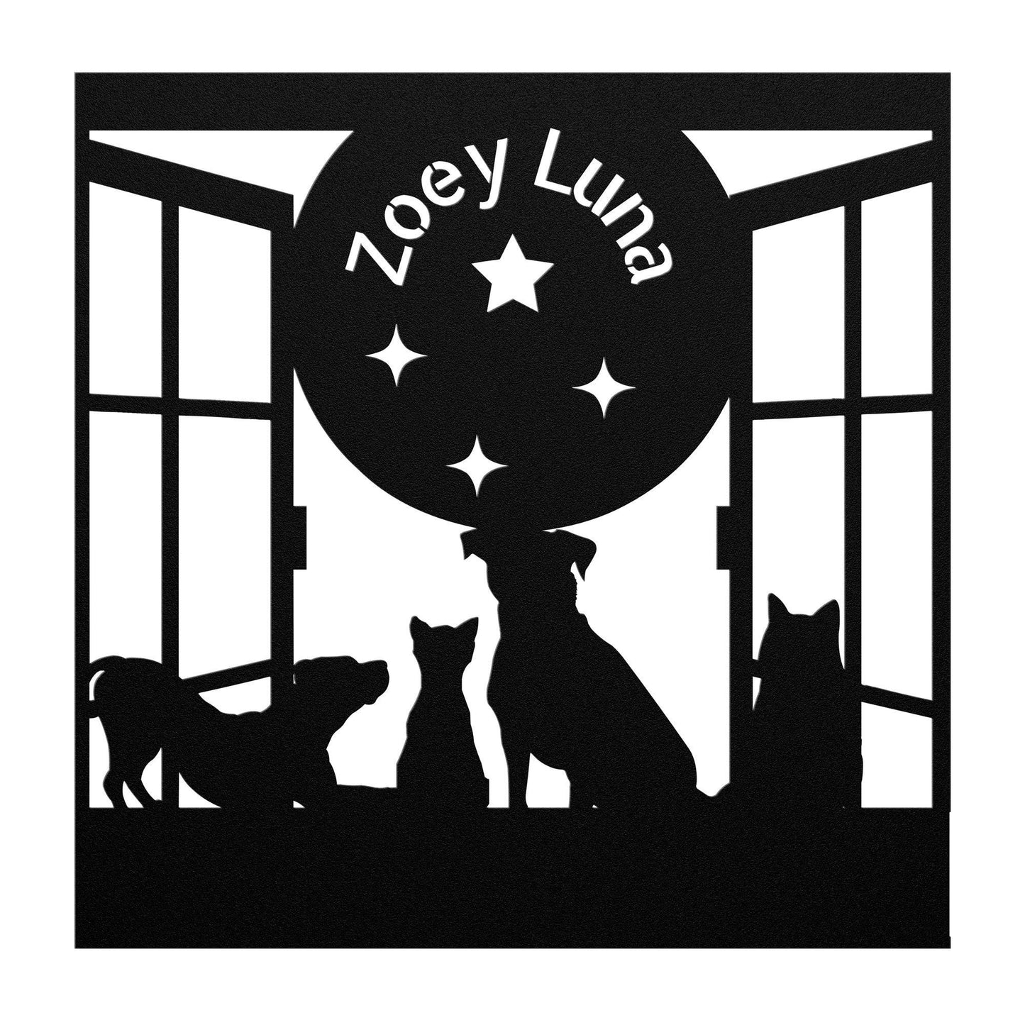 Pets Watching the Moon Personalized, Child's Room Decor - Kith and Kin Forever