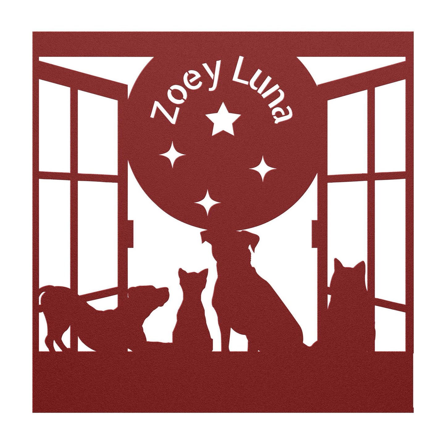 Pets Watching the Moon Personalized, Child's Room Decor - Kith and Kin Forever