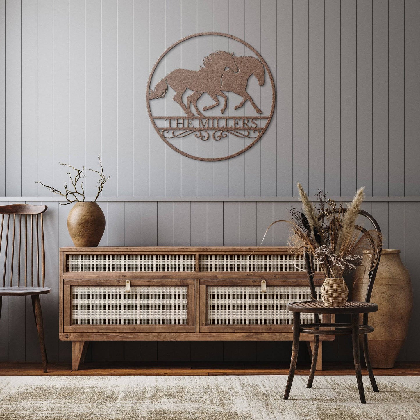 Running Horses Single Circle Monogram - Kith and Kin Forever