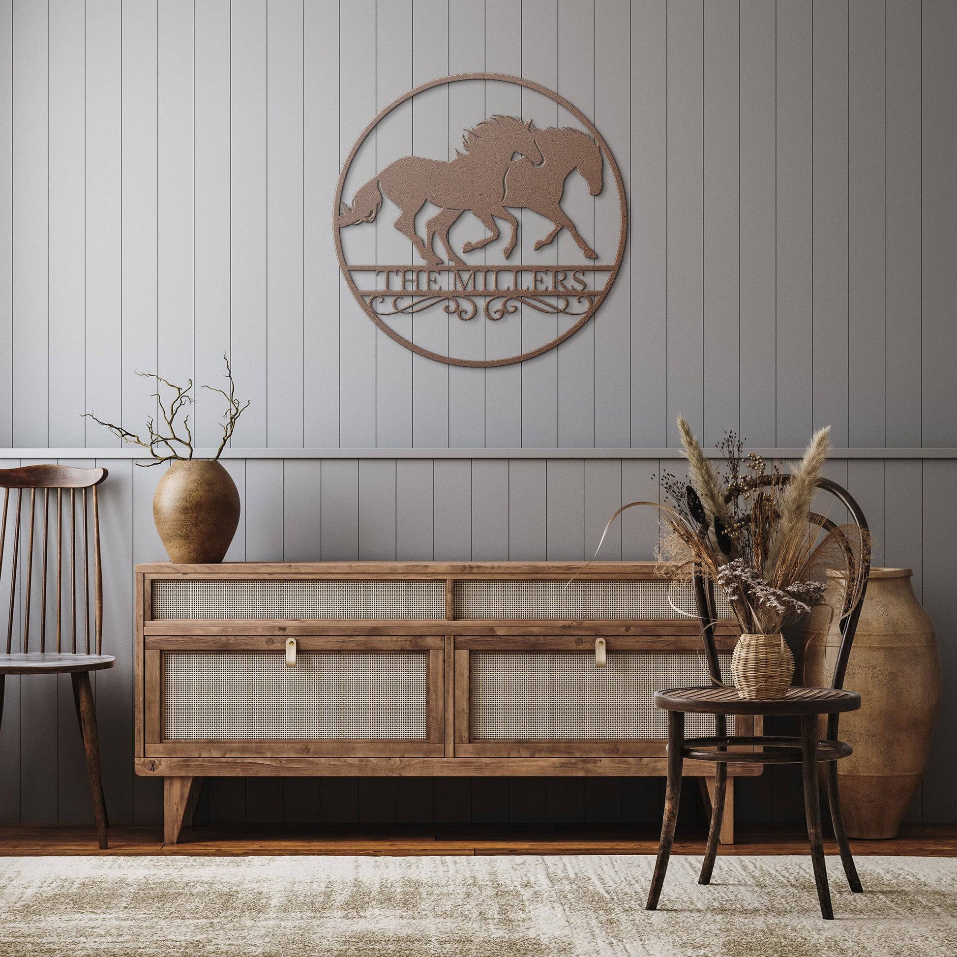 Running Horses Single Circle Monogram - Kith and Kin Forever