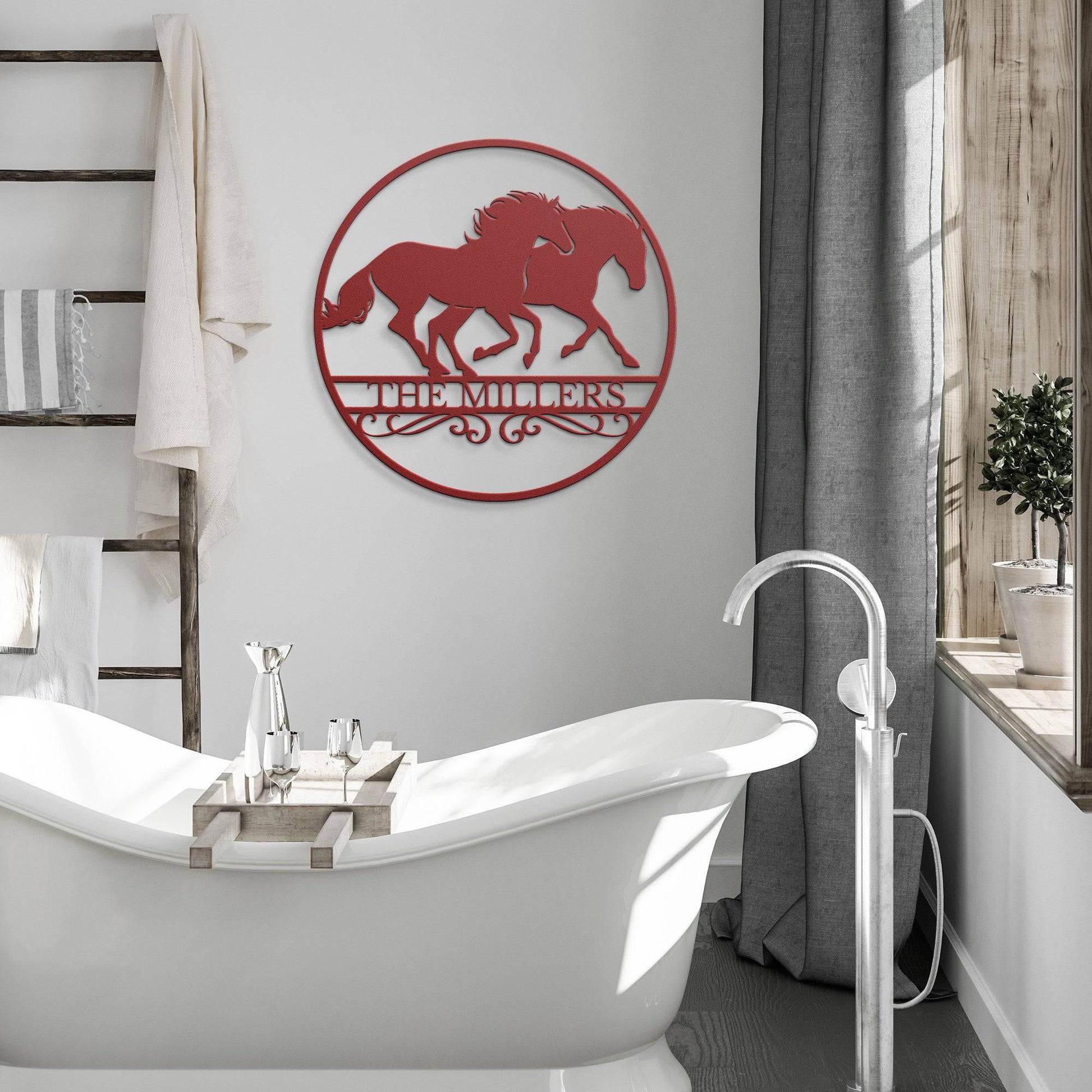 Running Horses Single Circle Monogram - Kith and Kin Forever