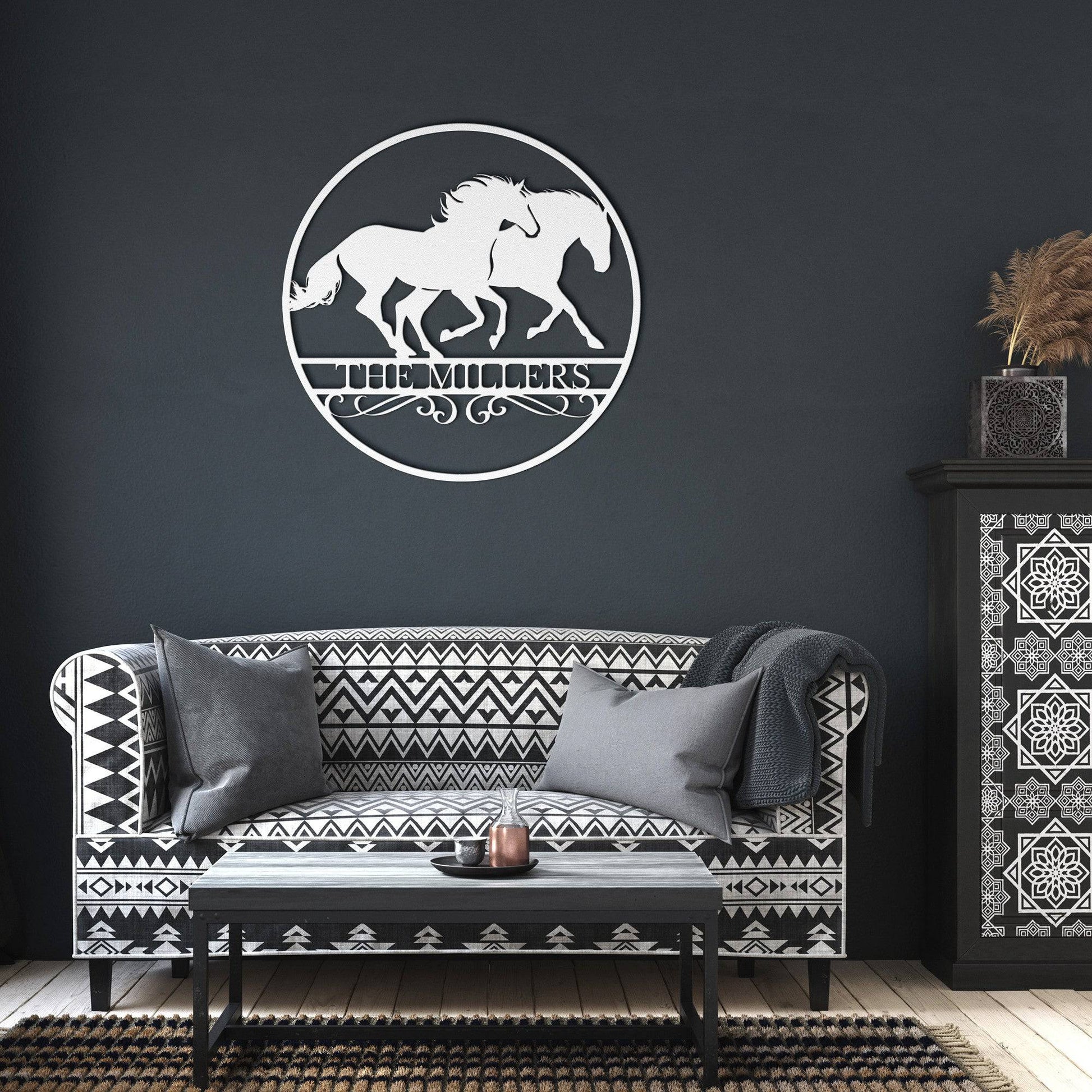 Running Horses Single Circle Monogram - Kith and Kin Forever