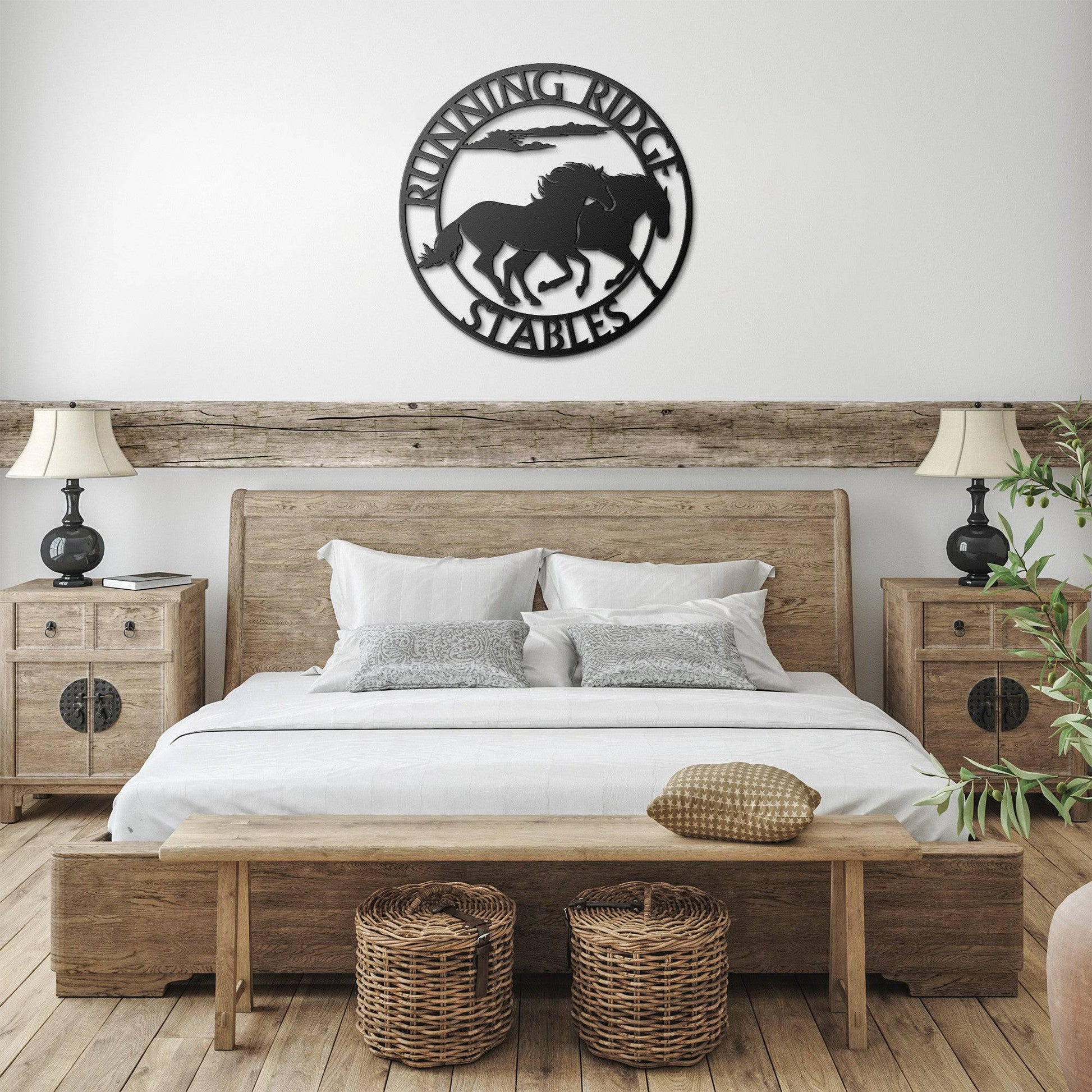 Running Horses Monogram Steel Sign - Kith and Kin Forever