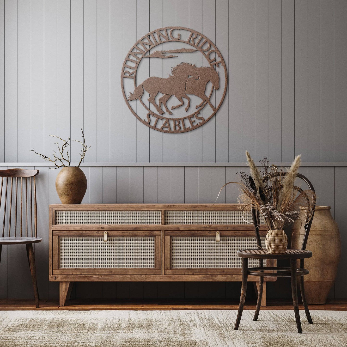 Running Horses Monogram Steel Sign - Kith and Kin Forever