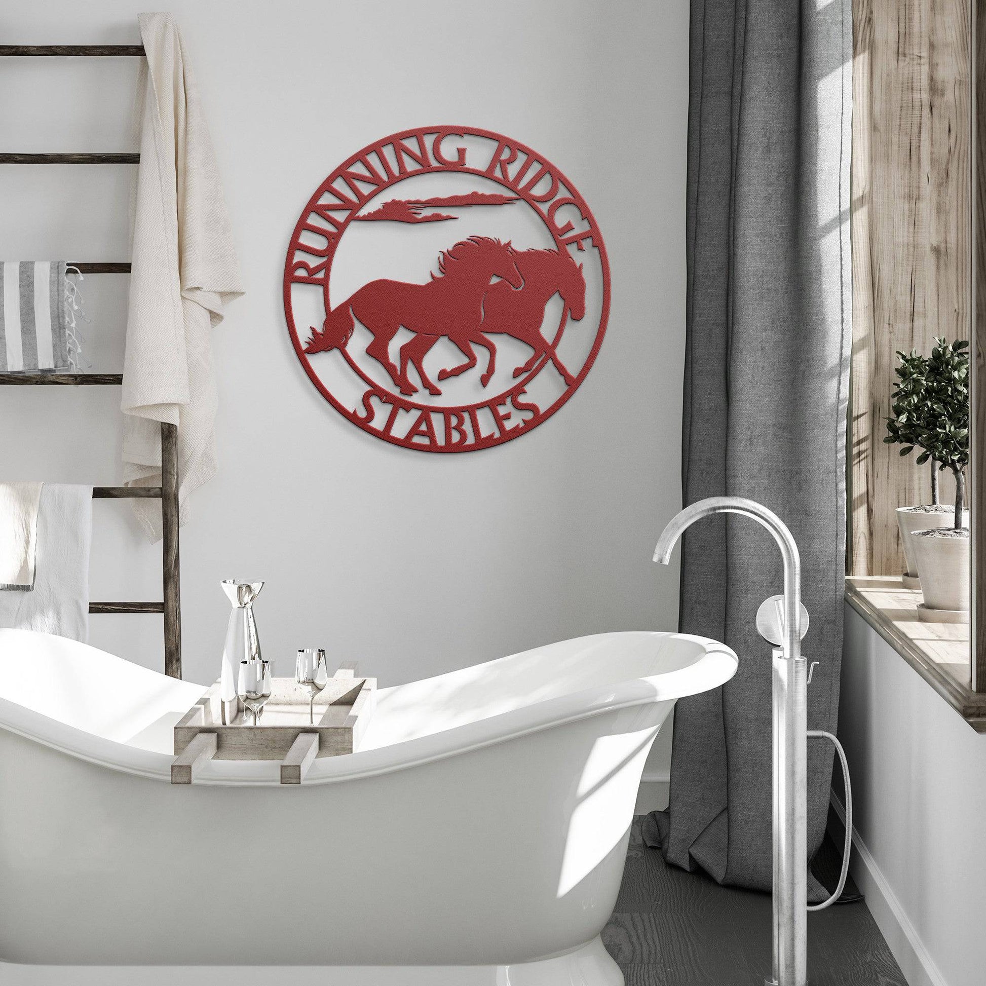 Running Horses Monogram Steel Sign - Kith and Kin Forever