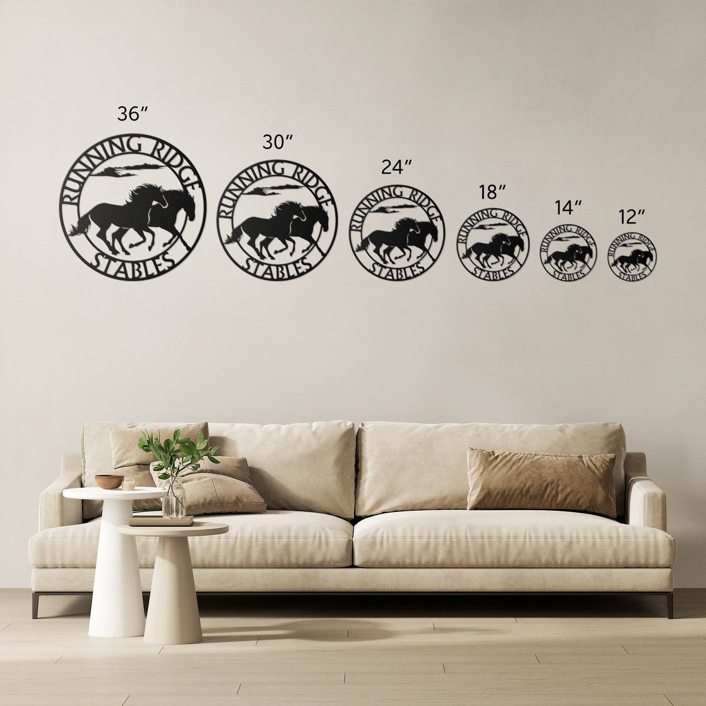 Running Horses Monogram Steel Sign - Kith and Kin Forever