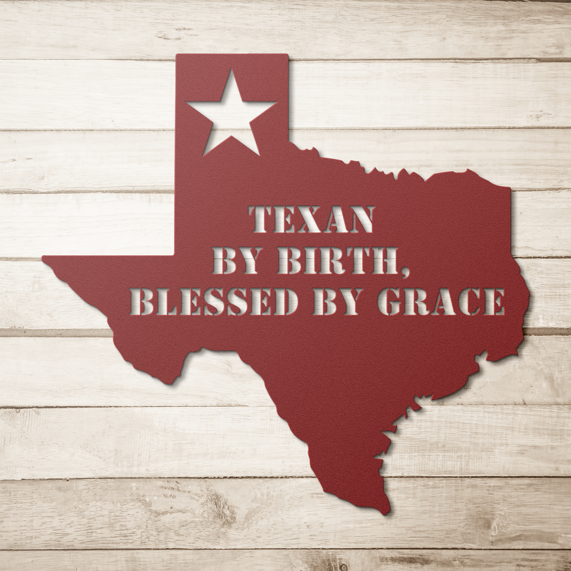 Texan_Blessed_By_Grace_Metal_Art_Red_Simple_Wood_BKGD_Mockup.png