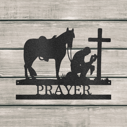 Praying Cowboy Monogram Custom Metal Art