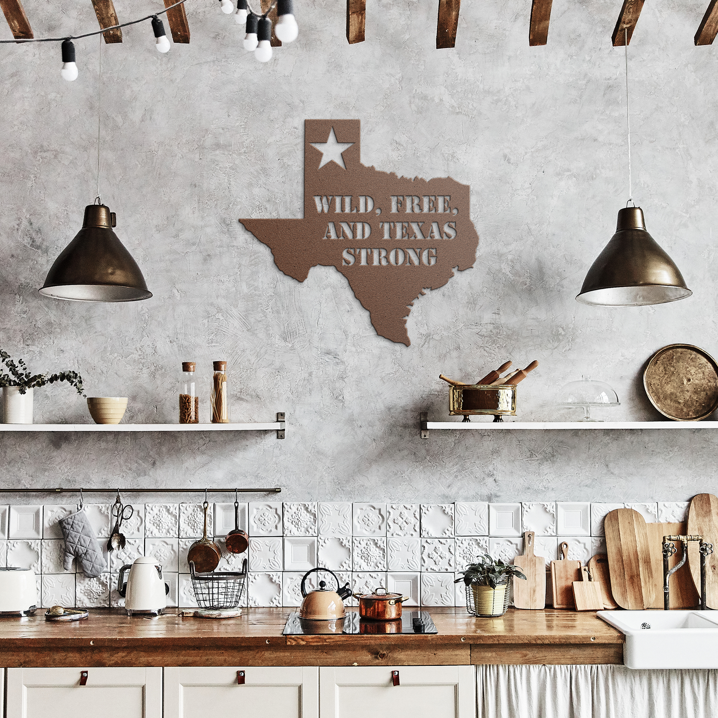 Wild_Free_and_Texas_Strong_Metal_Sign_Copper_Rustic_Kitchen_Mockup.png