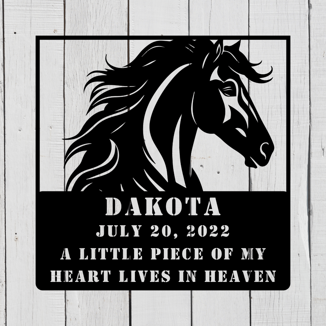 Horse Memorial - My Heart Lives in Heaven Grave Sign - Kith and Kin Forever