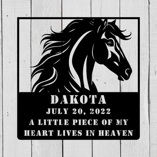 Horse Memorial - My Heart Lives in Heaven Grave Sign - Kith and Kin Forever