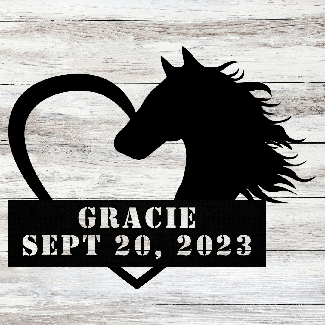 Horse Heart Memorial Steel Sign - Kith and Kin Forever