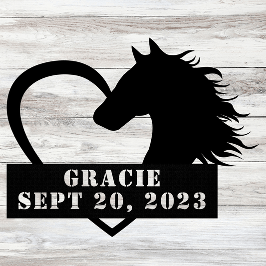 Horse Heart Memorial Steel Sign - Kith and Kin Forever