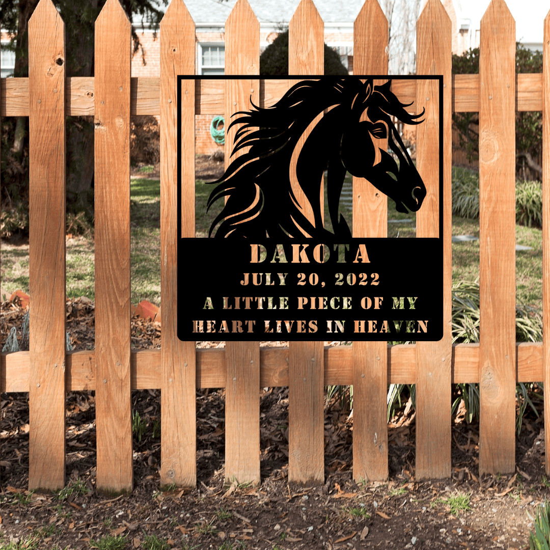 Horse Memorial - My Heart Lives in Heaven Grave Sign - Kith and Kin Forever