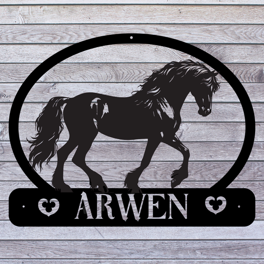 Friesian Horse ARWEN Metal Wall Art EA