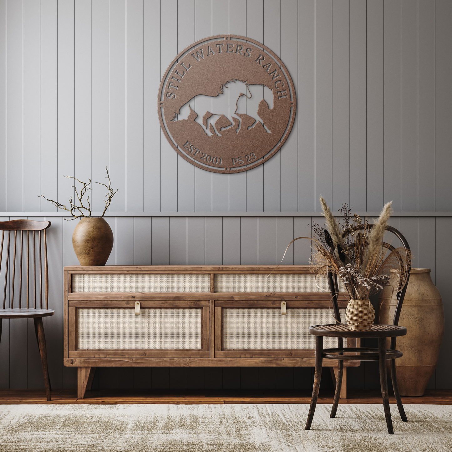 Running_Horses_Farm_Metal_Sign_II__Cust_Copper_Rustic_Hallway_Mockup.png_15663039