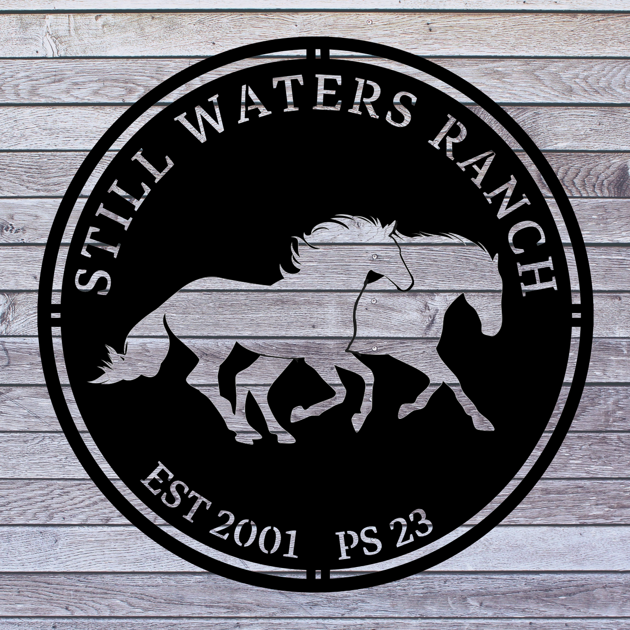 Running Horses Farm Metal Sign II EA| Custom Horse Farm Wall Art | USA Made Steel Ranch Décor